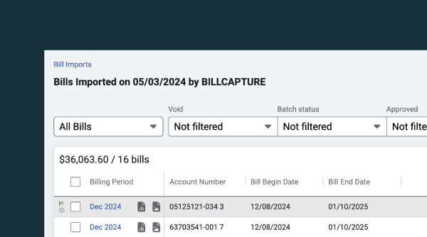Bill Capture automated utility bill processing